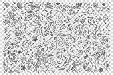 Deniz hayatı karalama seti