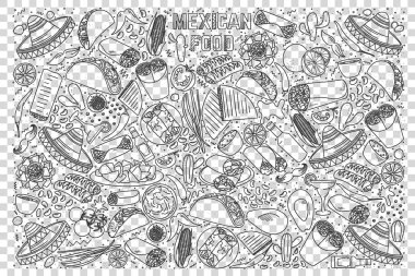 Mexican food doodle set clipart
