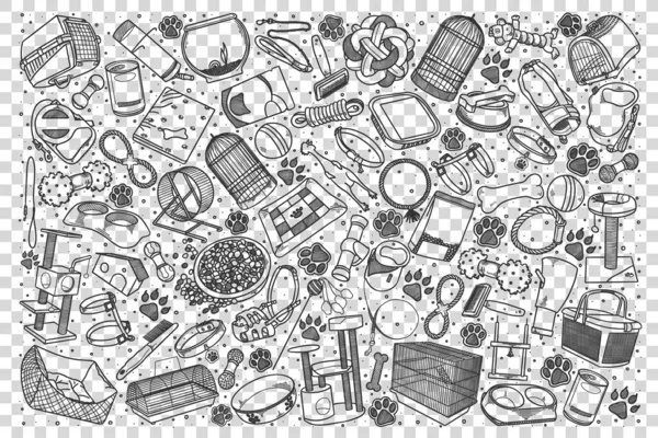 Evcil hayvan dükkânı karalama seti