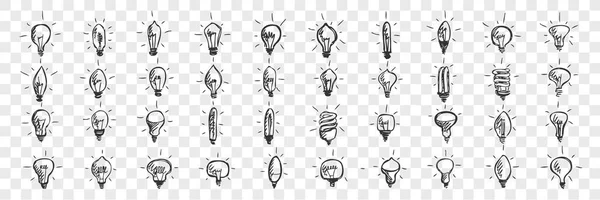 Light bulbs doodle set — Stock Vector