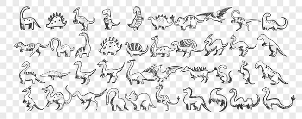 Dinosaurs doodle set — Stock Vector