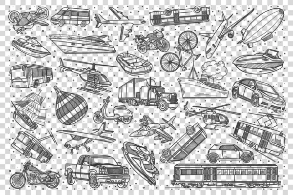 Транспорт doodle набір — стоковий вектор