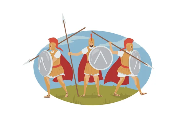 Mitología, Grecia, guerra, Esparta, concepto de historia — Vector de stock