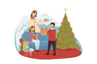 Hıristiyanlık, din, yeni yıl, kutlama, tatil, destek konsepti.
