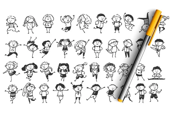 Kinderen doodle set — Stockvector