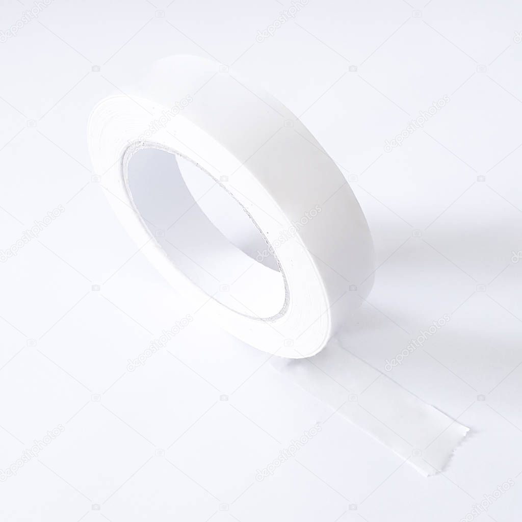 Blank Adhesive Tape Roll on White Background