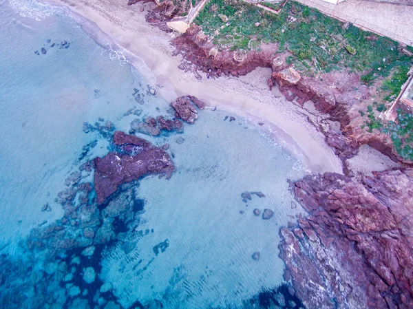 Portopalo sahil şeridinin gün batımı havadan görünümü, Sicilya, İtalya — Stok fotoğraf
