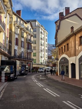 Annecy, Fransa - 07 Aralık 2018 - Anne sokaklarının görünümü