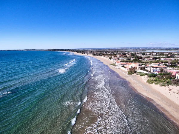 Vista Aérea Playa Granelli Lugar Costero Sicilia Disparo Toma Durante —  Fotos de Stock