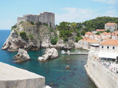 Dubrovnik, Hırvatistan - 05 Temmuz 2018: Dubrovnik Old Town manzarası, Hırvatistan