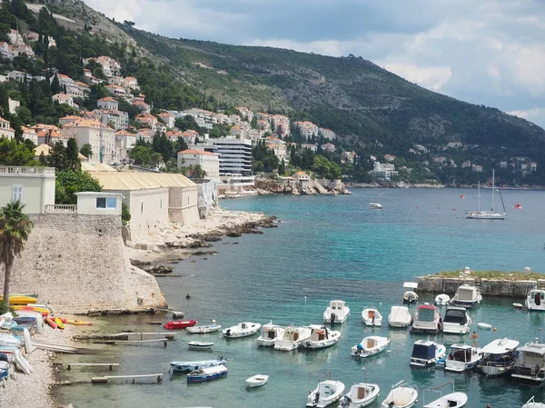 Panorámás Kilátás Dubrovnik Óvárosára Kikötőjére — Stock Fotó