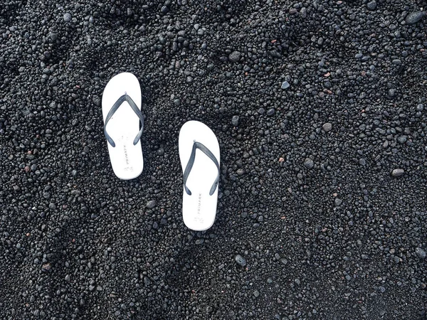 Svart Sand Strombli Grund Vulkanutbrott — Stockfoto