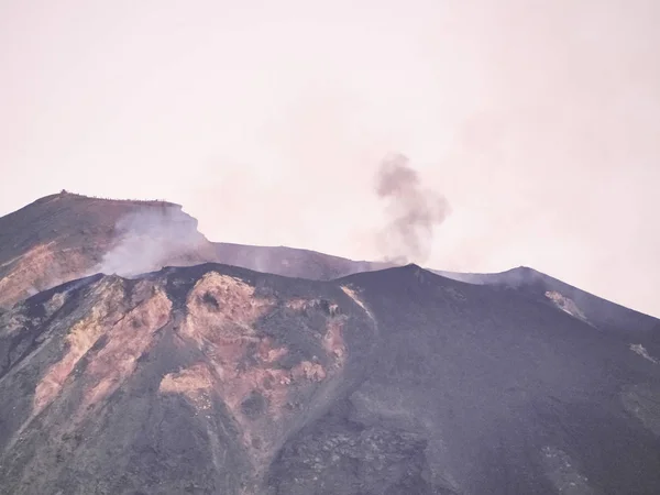 Shot Eruption Magma Explosions Smoke Lapilli Coming Out Volcano — Stock Photo, Image