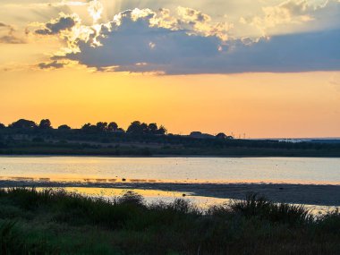 Granelli doğal rezerv park shot bir yaz gün batımında. Sicilya, İtalya