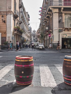 Catania, İtalya - 22 Ağustos 2018: Bir yaz gününde Catania'nın fotoğrafı. Catania, Sicilya