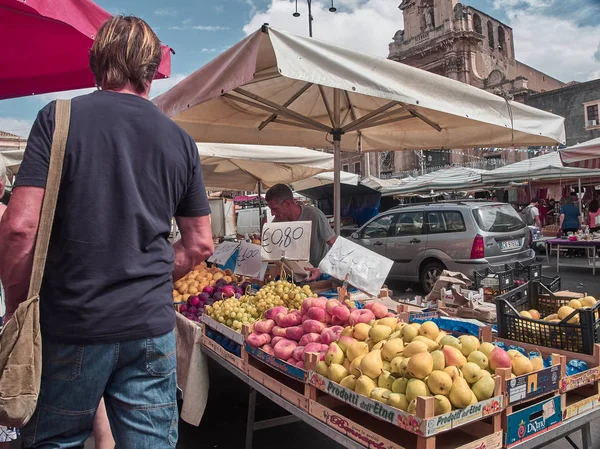 Catane Italie Août 2018 Tournage Traditionnel Fera Luni Marché Routier — Photo