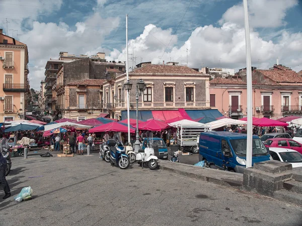 Catane Italie Août 2018 Tournage Traditionnel Fera Luni Marché Routier — Photo