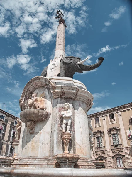Shot Van Een Standbeeld Van Liotru Olifant Siciliaanse Slang Het — Stockfoto