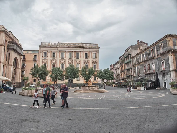 Κατάνια Ιταλία Αυγούστου 2018 Φωτογραφία Της Piazza Teatro Μάσιμο Στην — Φωτογραφία Αρχείου