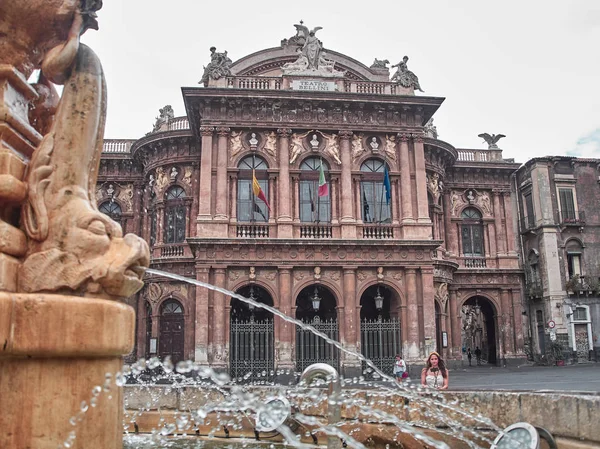 Catania Italië Augustus 2018 Shot Van Piazza Teatro Massimo Catania — Stockfoto