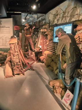 Cardiff, İngiltere - Semptember 16, 2018: Cardiff kalesi içinde İkinci Dünya Savaşı müzesi