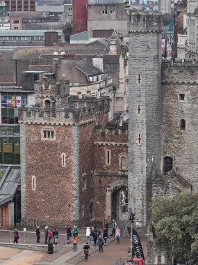 Cardiff, İngiltere - Semptember 16, 2018: Cardiff kalesinin görünümü