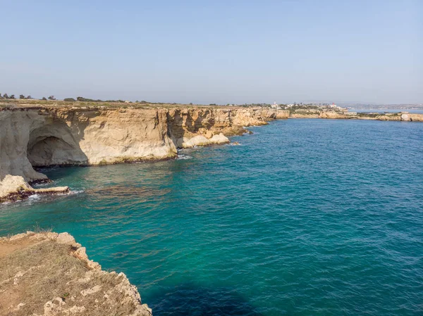 Pohled Pobřeží Plemmirio Přírodní Mořské Rezervace Blízkosti Syrakusy Jižní Sicílii Stock Snímky