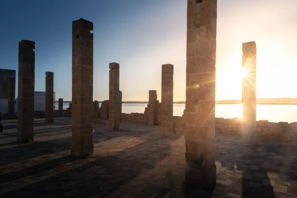 Tournage Des Ruines Ancien Bâtiment Tonnara Vendicari Bâtiment Été Utilisé Photos De Stock Libres De Droits