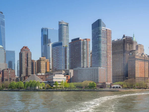 Snímek Panorama New Yorku Řeky Hudson Mrakodrapy Centru Města Wall Stock Fotografie