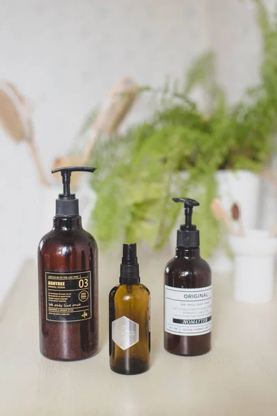 Style Brown Dispensers Bathroom — Stock Photo, Image