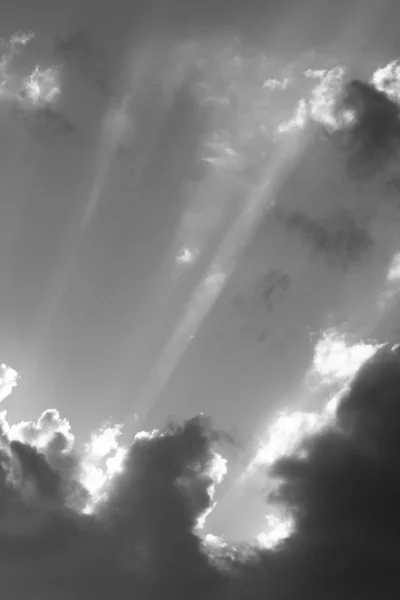 Sky Sunset Rays Sun Make Way Black White Photo Monochrome — Stock Photo, Image