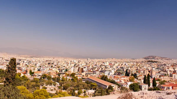 Beautiful Landscape View Athens Greece Sunny Day Clouds — Stock Photo, Image