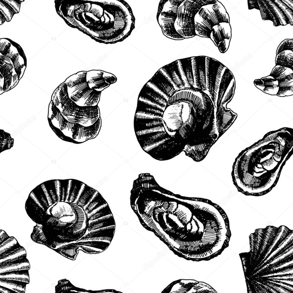 Seamless pattern with marine inhabitants. Marine wallpapers. Vector