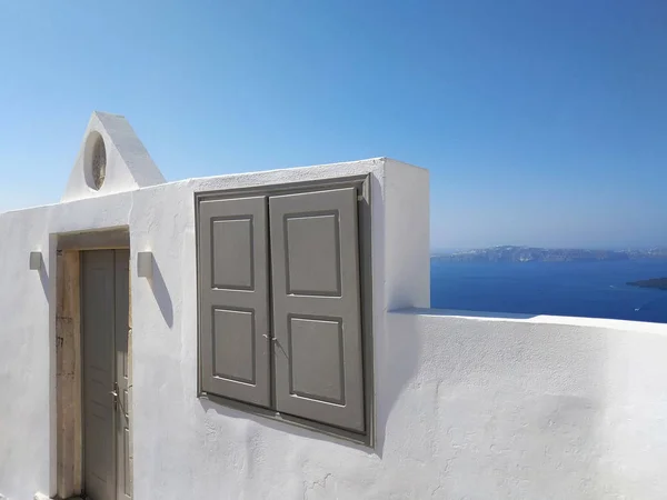 Wąskie Uliczki Oia Wyspa Santorini Grecja Białe Domy Błękitne Morze — Zdjęcie stockowe