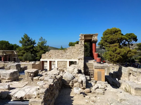 Pałac Knossos Jest Największym Miejscem Archeologicznym Epoki Brązu Krecie Grecji — Zdjęcie stockowe