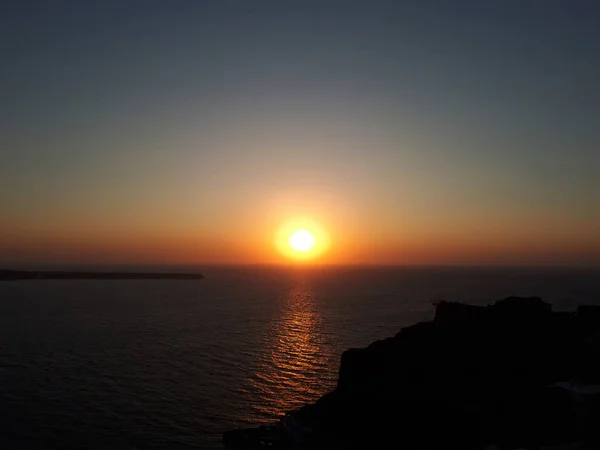 Färgglada Orange Sunset Oia Santorini Grekland — Stockfoto