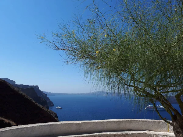 Солнечное Лето Фоне Санторини Греция — стоковое фото