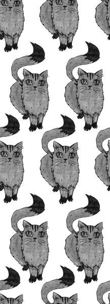 Seamless texture with hand drawn cats. Repeating pattern. Can be used as wallpaper, desktop, wrapping, fabric or background for your blog, covers, cards.