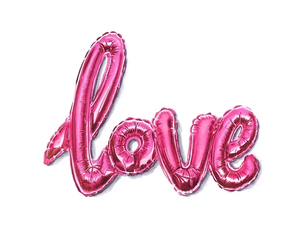 インフレータブル文字は、白い背景にピンク色で愛するフラットl — ストック写真