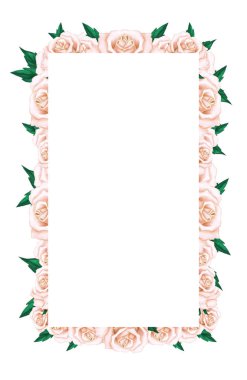El çizilmiş bej gül çerçeve