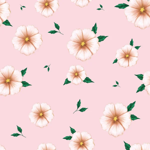 Seamless pattern with beige flowers