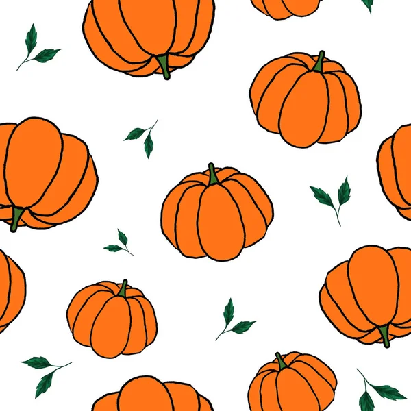 Seamless pattern with hand drawn orange pumpkins — Stock Photo, Image