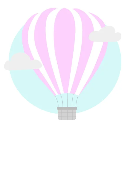 矢量复古插图与可爱的热气球和横幅在天空. — 图库矢量图片