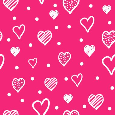 Sevimli karalama stili kalpler pürüzsüz desen. Sevgililer Günü