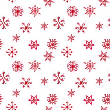 Basit, pürüzsüz bir kar tanesi. Beyaz arkaplanda kırmızı kar.