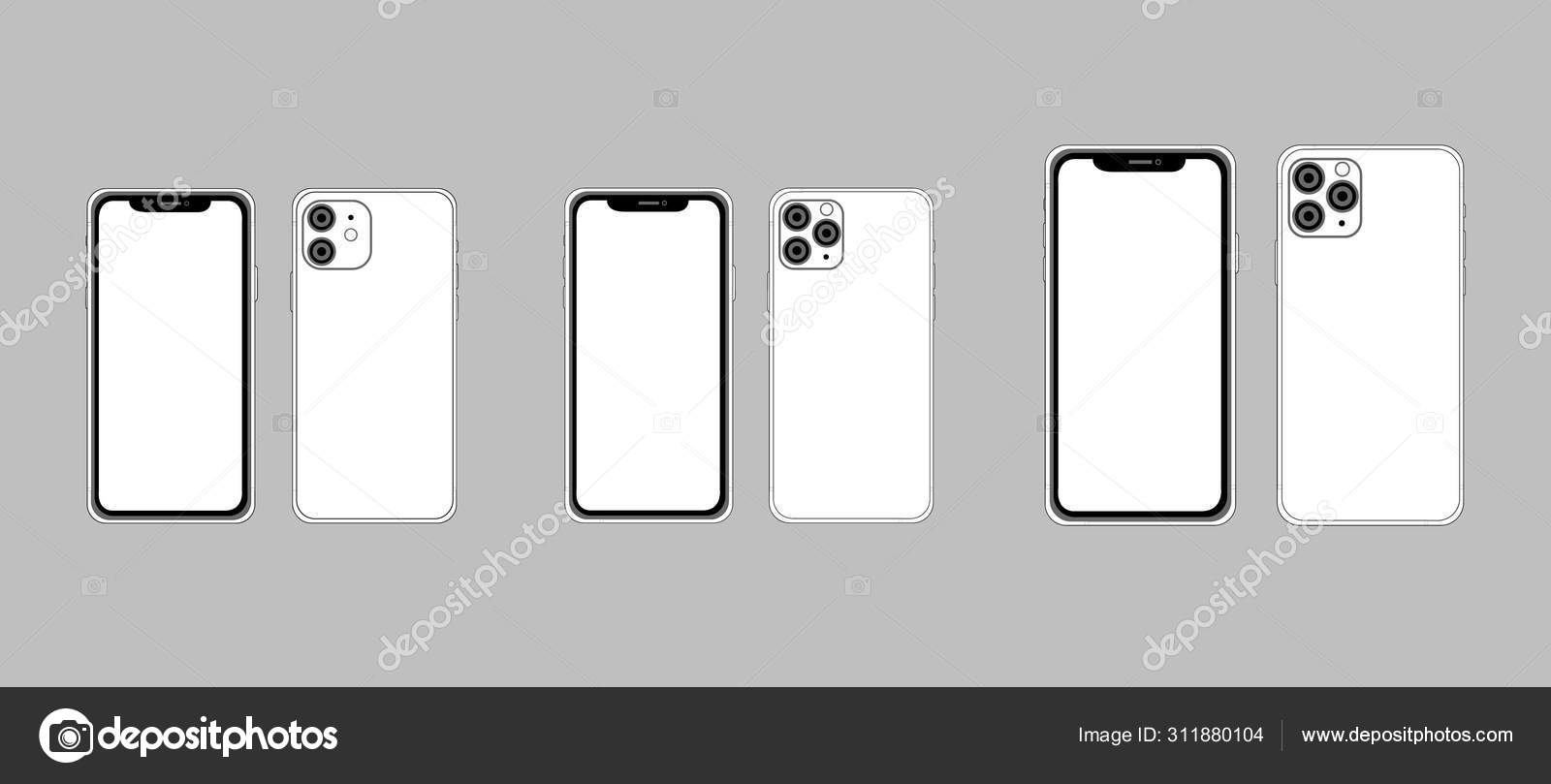 Front Back Side New Iphone Pro Max Vector Simple Graphic Vector Image By C Keron Vector Stock