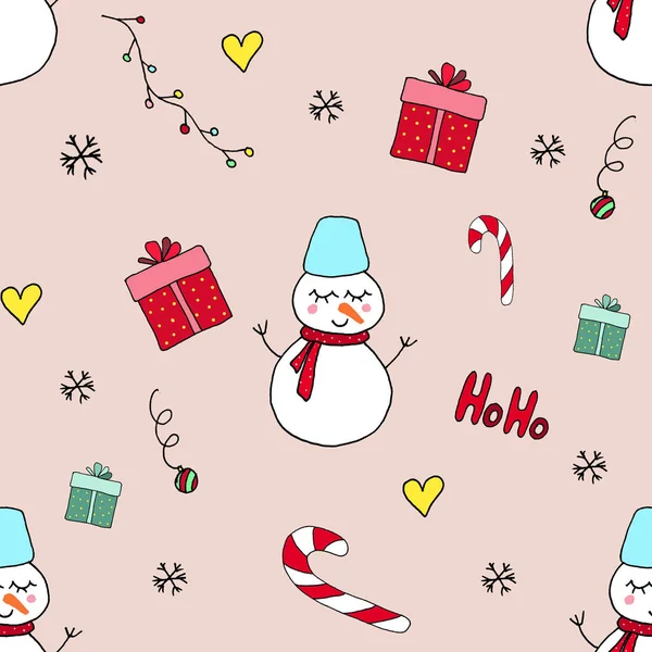 Cute seamless pattern christmas and New Year's signs set — ストック写真