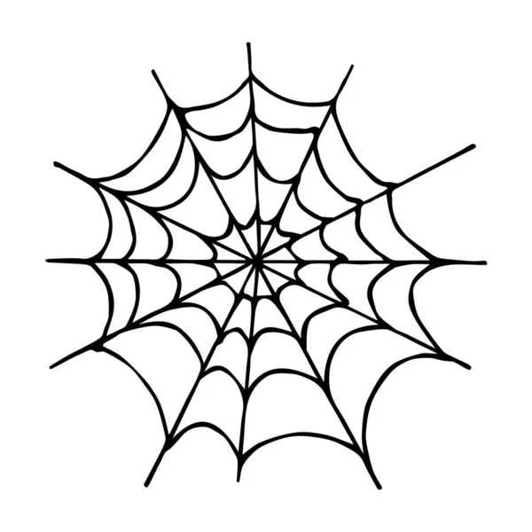 Halloween monokróm pókháló fehér háttér. Vektor illusztráció elszigetelt kísérteties háttér októberi éjszakai party. Dekoratív elem meghívókártyákhoz, textilhez, nyomtatáshoz és formatervezéshez. — Stock Vector