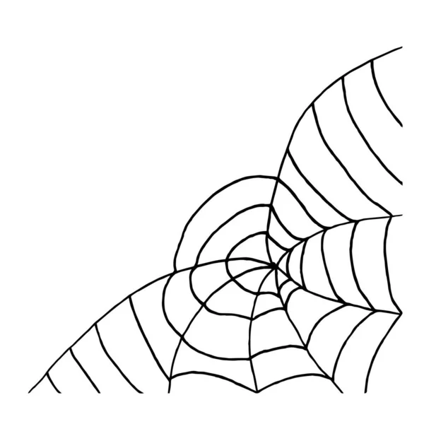 Απόκριες μονόχρωμη αράχνη web σε λευκό φόντο. Εικονογράφηση διάνυσμα απομονωμένο τρομακτικό υπόβαθρο για το κόμμα νύχτα Οκτώβρη. Διακοσμητικό στοιχείο για προσκλητήρια καρτών, υφάσματος, εκτύπωσης και σχεδίου. — Διανυσματικό Αρχείο