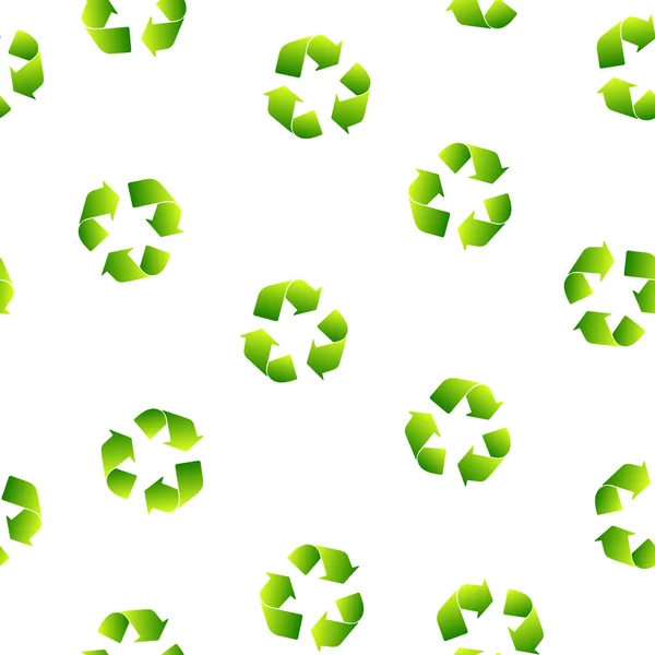 Símbolo de reciclaje de fondos ecológicamente puros. Juego de flechas. Colección de vectores verdes. Fondo de patrón sin costura . — Vector de stock